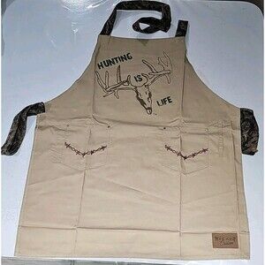 ROCKPOINT "HUNTING IS LIFE" Color KHAKI Apron Fun Novelty Chef